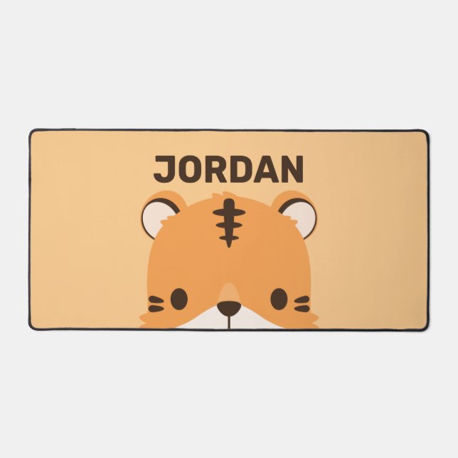 Cute Tiger with Personalized Name Desk Mat (Front)