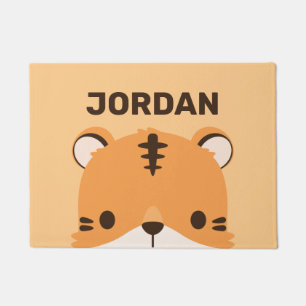 Cute Tiger with Personalized Name Doormat