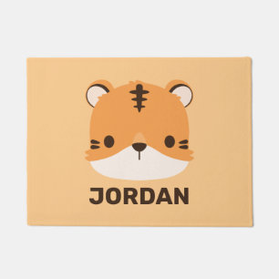 Cute Tiger with Personalized Name Doormat