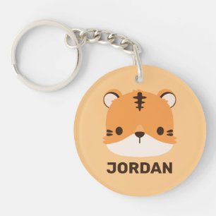 Cute Tiger with Personalized Name Keychain