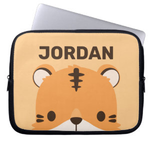 Cute Tiger with Personalized Name Laptop Sleeve