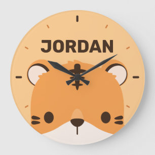 Cute Tiger with Personalized Name Large Clock