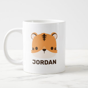 Cute Tiger with Personalized Name Large Coffee Mug