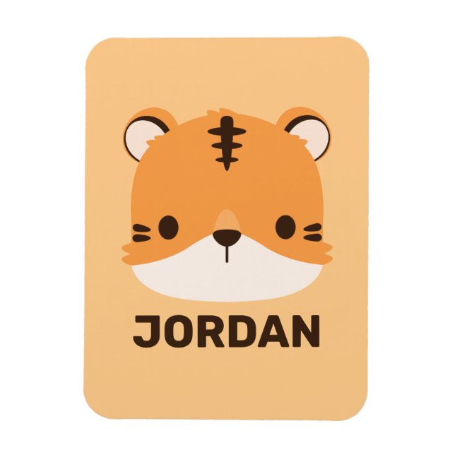 Cute Tiger with Personalized Name Magnet (Vertical)