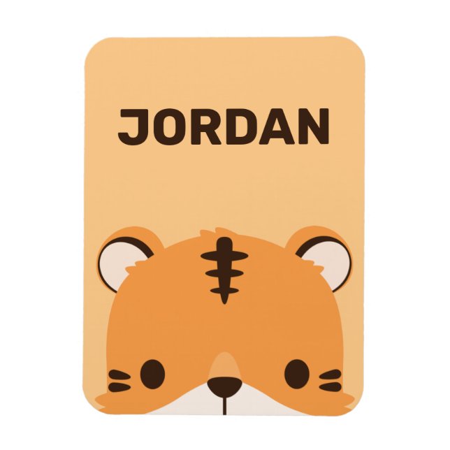 Cute Tiger with Personalized Name Magnet (Vertical)