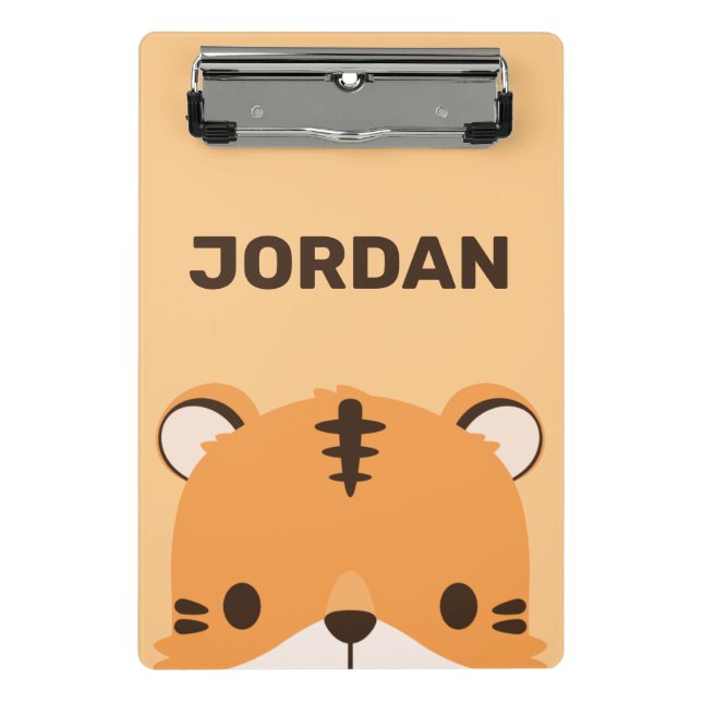 Cute Tiger with Personalized Name Mini Clipboard (Front)