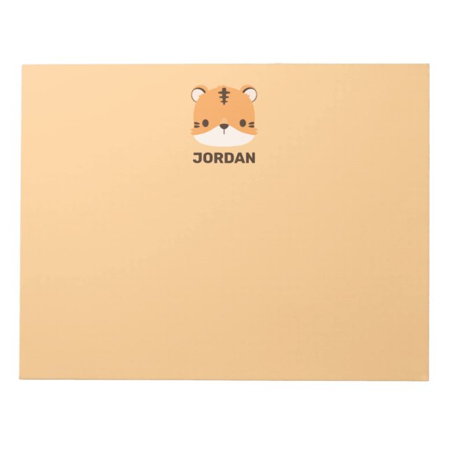 Cute Tiger with Personalized Name Notepad (Front)