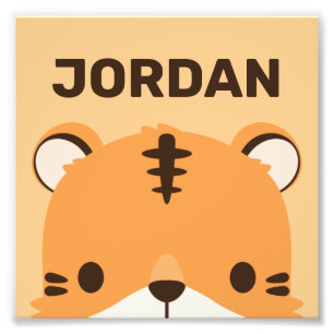 Cute Tiger with Personalized Name Photo Print