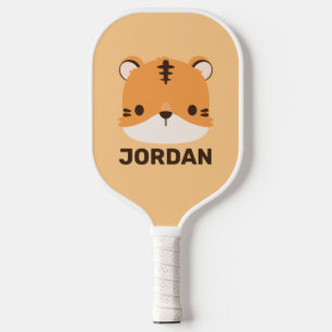 Cute Tiger with Personalized Name Pickleball Paddle