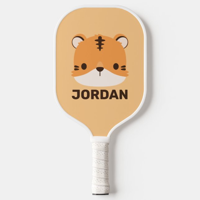 Cute Tiger with Personalized Name Pickleball Paddle (Front)