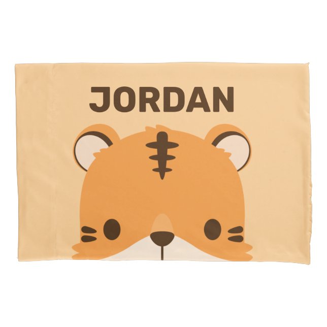 Cute Tiger with Personalized Name Pillowcase (Front)