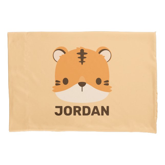 Cute Tiger with Personalized Name Pillowcase (Front)