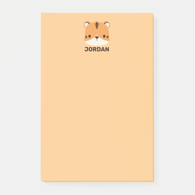 Cute Tiger with Personalized Name Post-it Notes (Front)