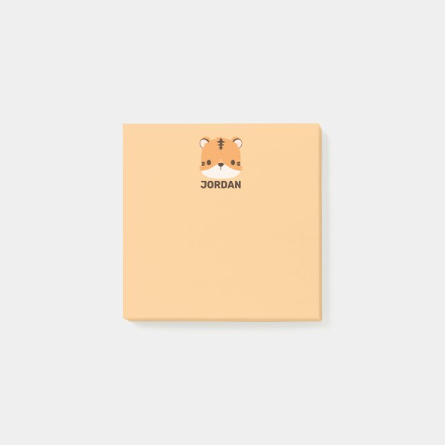Cute Tiger with Personalized Name Post-it Notes (Front)