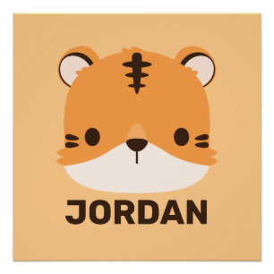 Cute Tiger with Personalized Name Poster