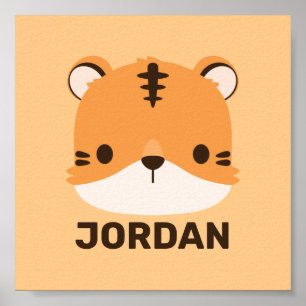 Cute Tiger with Personalized Name  Poster
