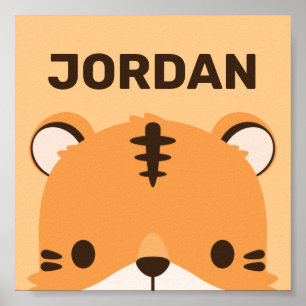 Cute Tiger with Personalized Name Poster
