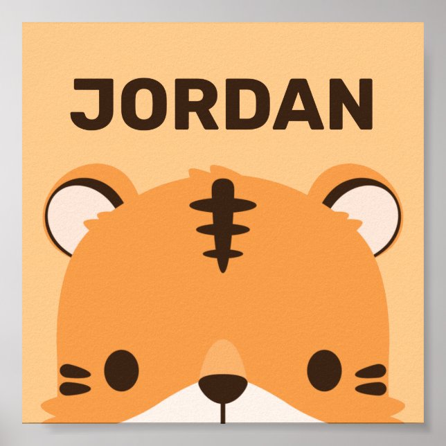 Cute Tiger with Personalized Name Poster (Front)