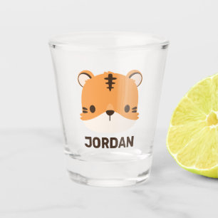 Cute Tiger with Personalized Name Shot Glass