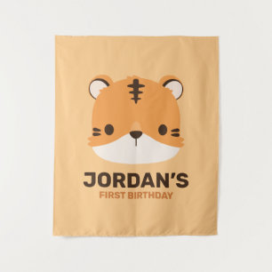 Cute Tiger with Personalized Name Tapestry