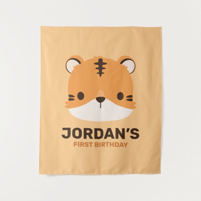 Cute Tiger with Personalized Name  Tapestry (Front)