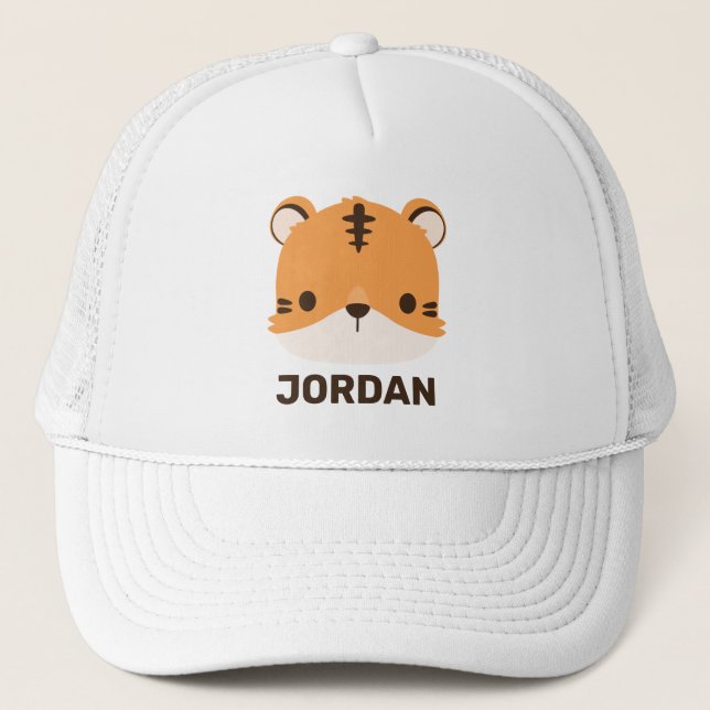 Cute Tiger with Personalized Name Trucker Hat (Front)