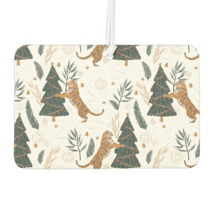 Cute tigers and Christmas trees pattern Air Freshener