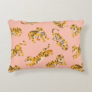 Cute tigers seamless pattern accent pillow