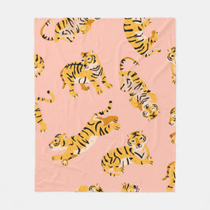 Cute tigers seamless pattern fleece blanket