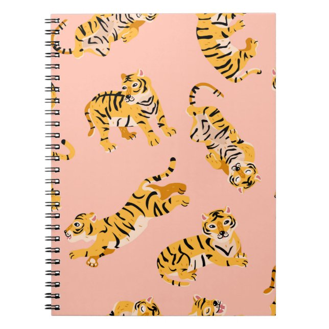 Cute tigers seamless pattern notebook (Front)