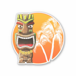 Cute Tiki Statue Beach Sunset