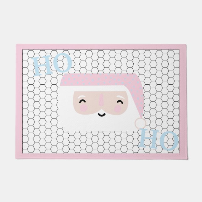 Cute Tile Design Pink Christmas Doormat (Front)