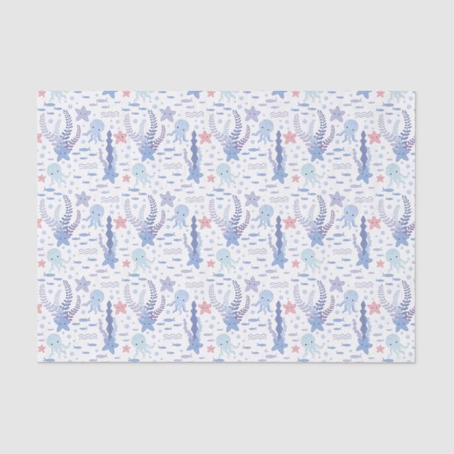 cute tiled beach party octopus  tissue paper (Front)