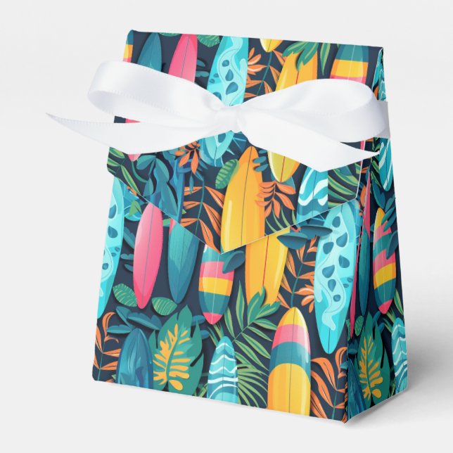 Cute tiled beach surfboards favor box (Front Side)