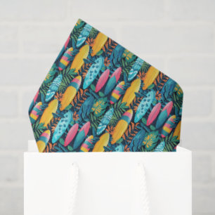 Cute tiled beach surfboards tissue paper