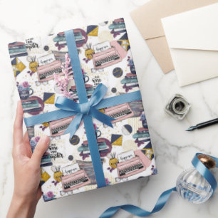 Cute tiled book cozy pattern  wrapping paper