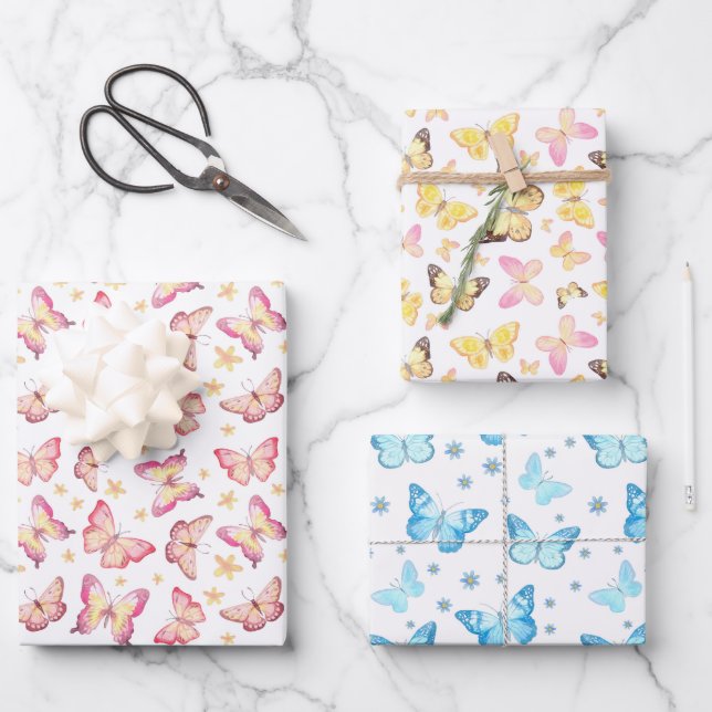 cute tiled butterfly pattern Wrapping Paper Sheets (Front)