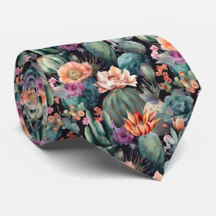 cute tiled cactus flowers pattern  tie
