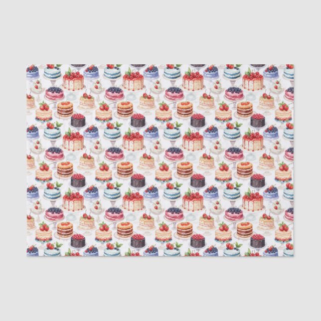 Cute tiled cake party tissue paper (Front)
