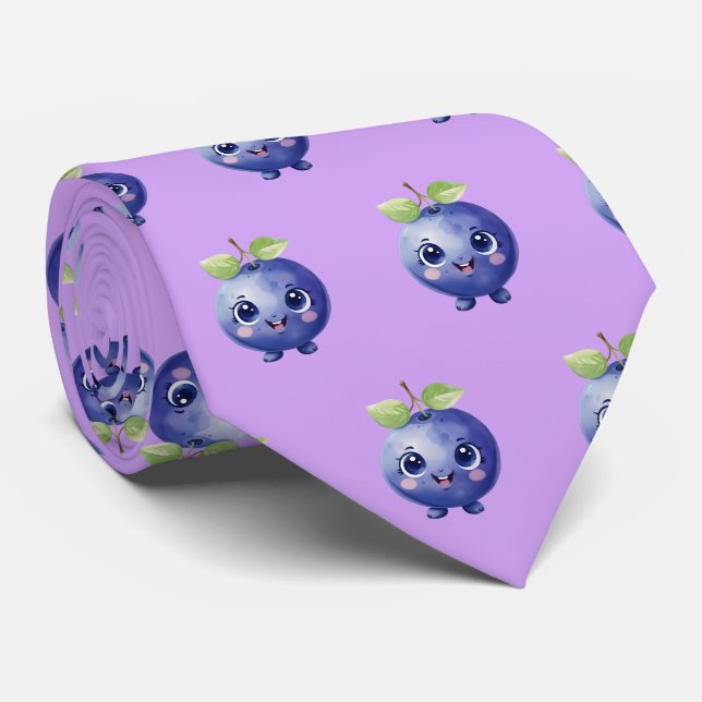 cute tiled cartoon blueberry fruit tie (Rolled)