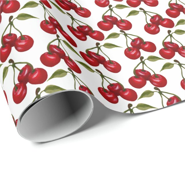 Cute tiled cherry pattern baby shower  wrapping paper (Roll Corner)