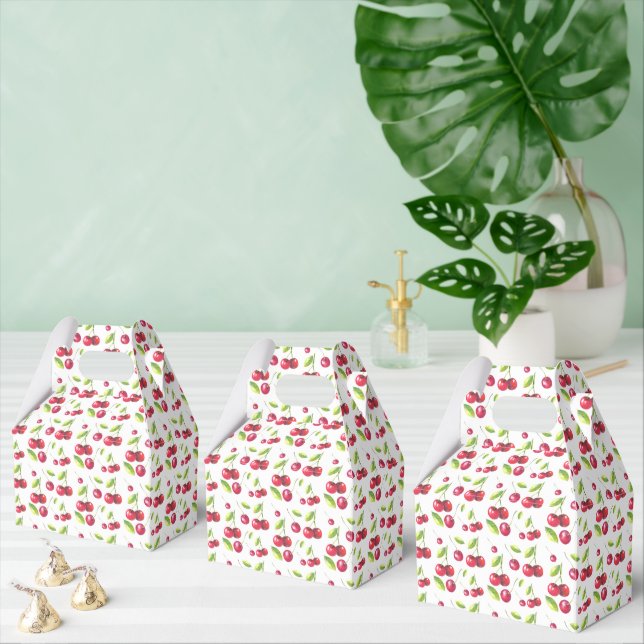 cute tiled cherry pattern fruit party favor box (Multiple)