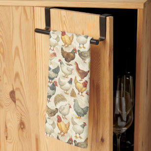 Cute tiled chickens pattern kitchen towel