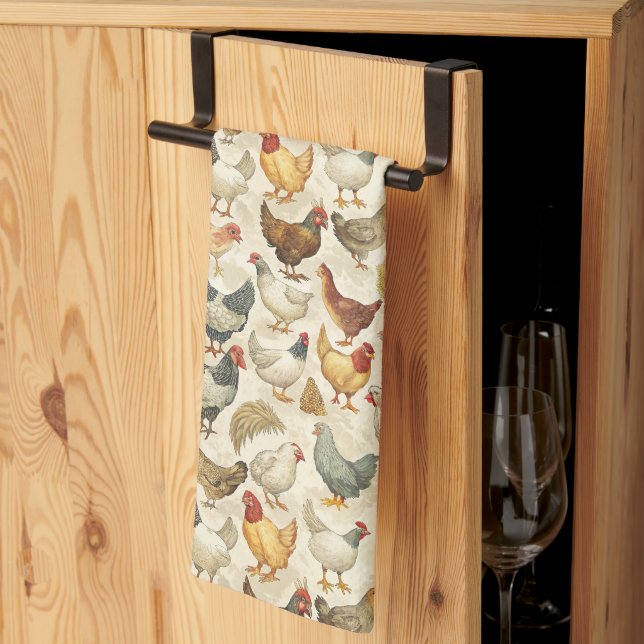 Cute tiled chickens pattern  kitchen towel (Thirds Fold)