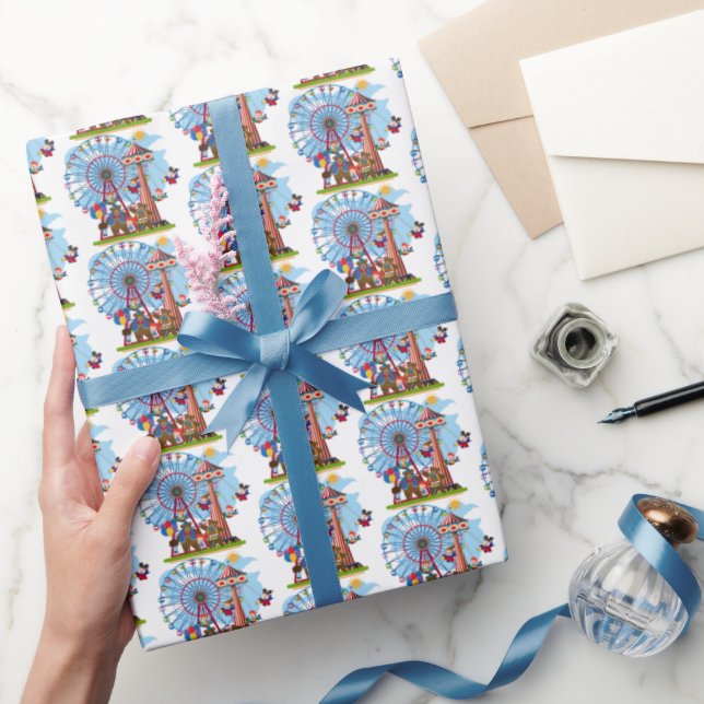 cute tiled circus party kids wrapping paper (Gifting)