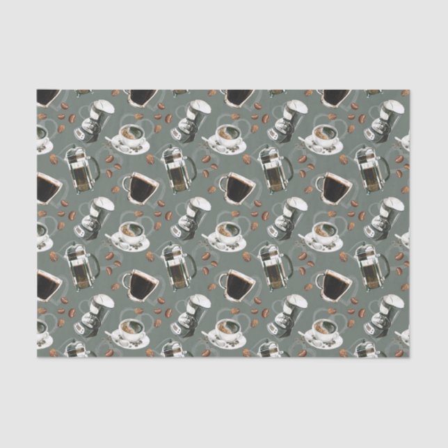 Cute tiled coffee lovers party tissue paper (Front)