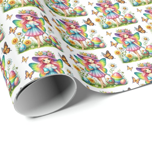 Cute tiled Easter fairy  Wrapping Paper (Roll Corner)