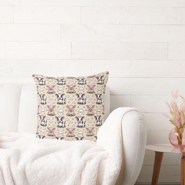 Cute tiled farm animals pattern  throw pillow (Couch)