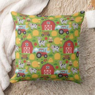 Cute tiled farm animals pattern  throw pillow