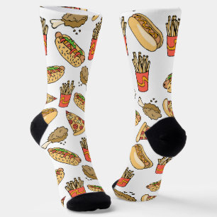 cute tiled fast food pattern socks